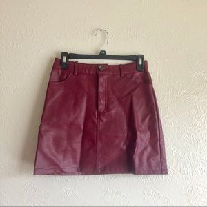 Forever 21 Faux Leather Mini Skirt Maroon